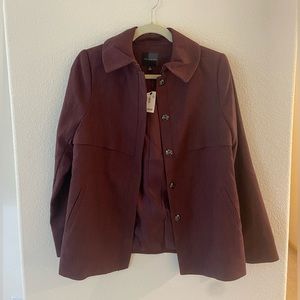 NWT Burgundy Coat with Buttons The Limited XS